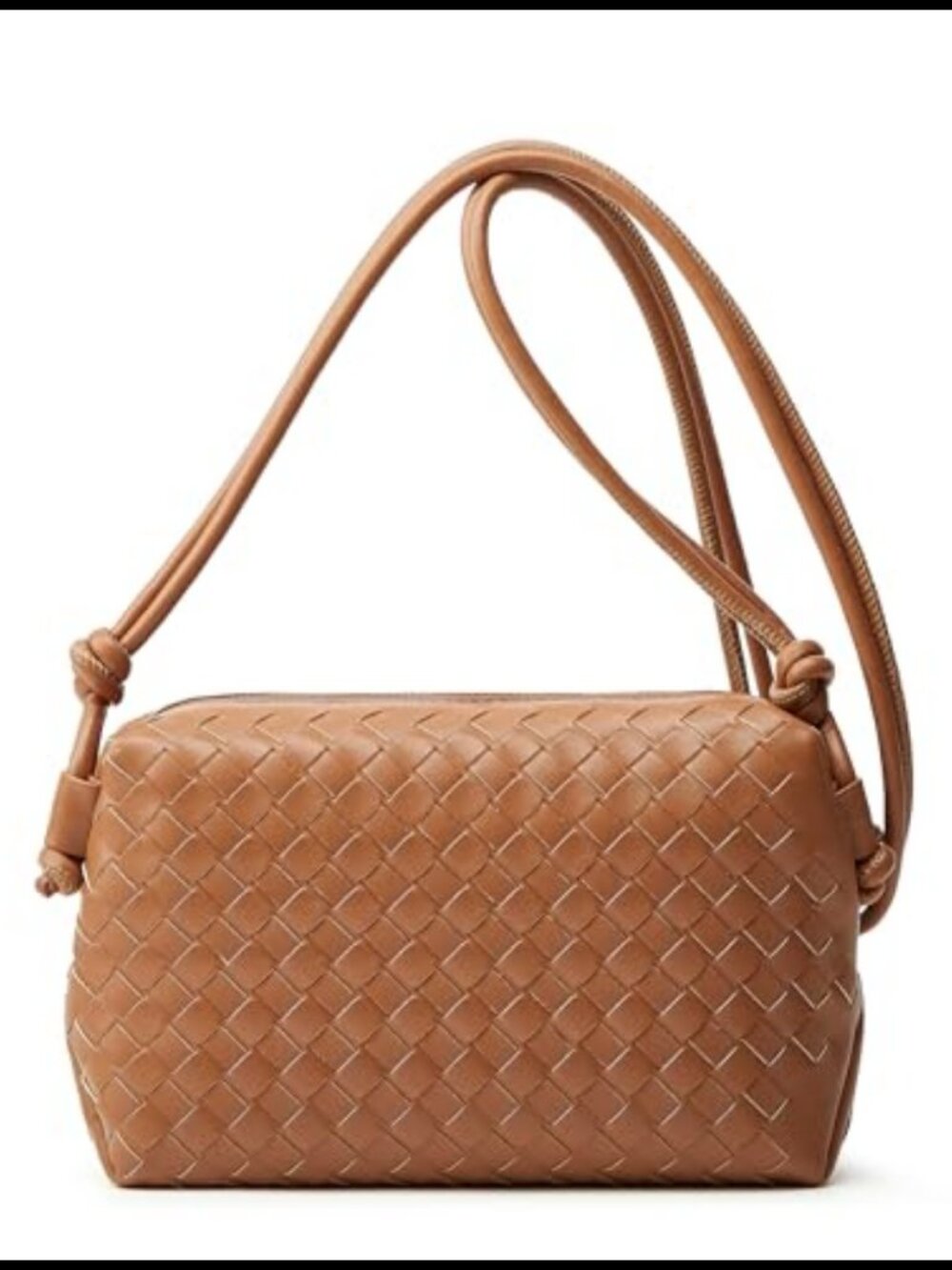 Vegan Leather Woven Crossbody Bag Compact Handbag for Leisure